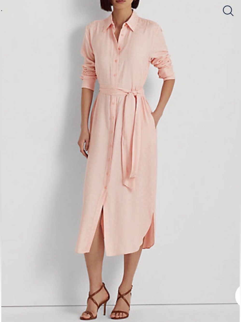Lauren Ralph Lauren Logo Jacquard Belted Shirtdress Pale Pink 0P